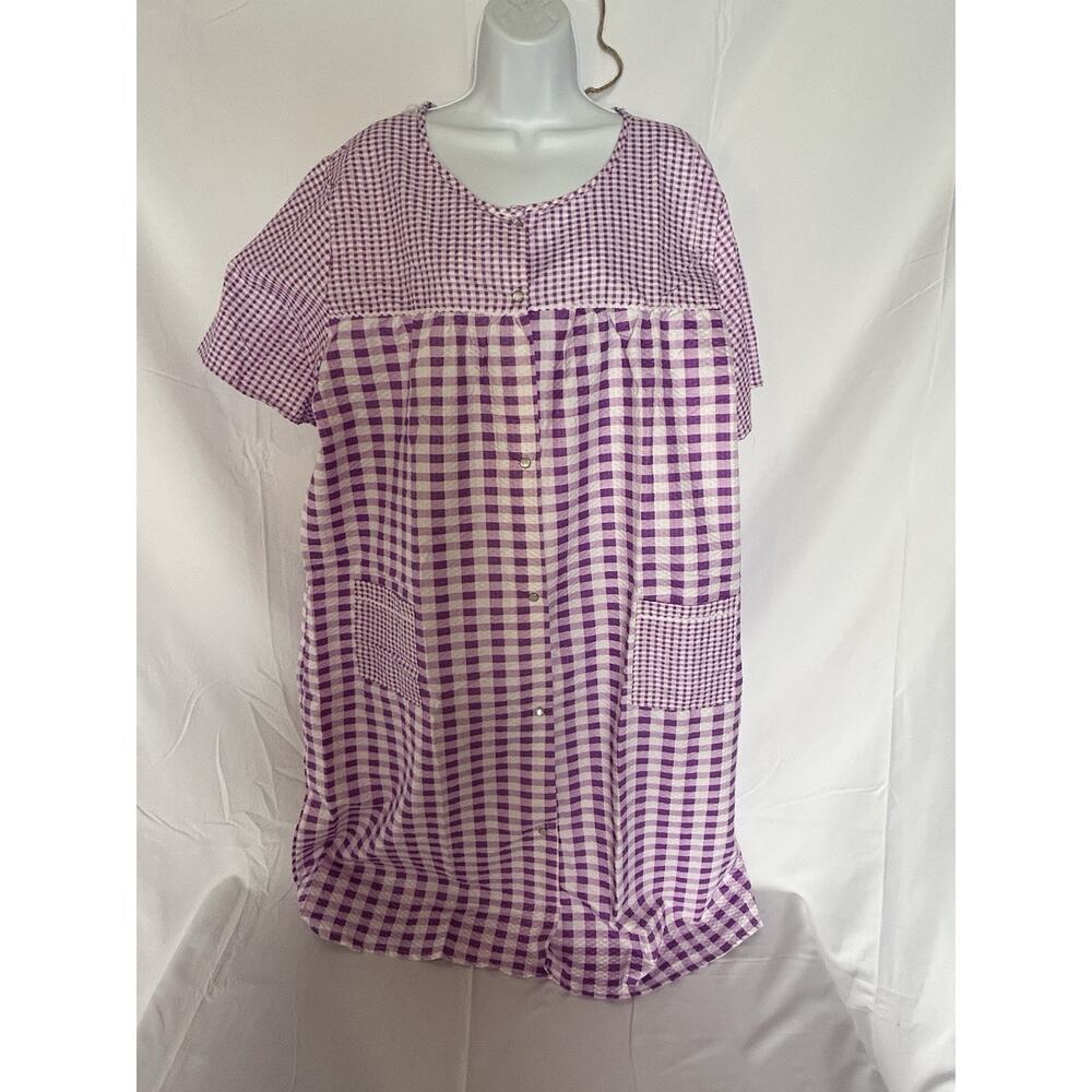 NWT Casual Nights Plus‎ Size 2XL Mumu House Dress Night Gown Snap Buttons NEW